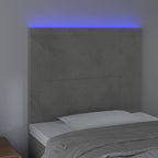 Galvūgalis su LED, šviesiai pilkas, 100x5x118/128cm, aksomas