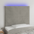 Galvūgalis su LED, šviesiai pilkas, 100x5x118/128cm, aksomas