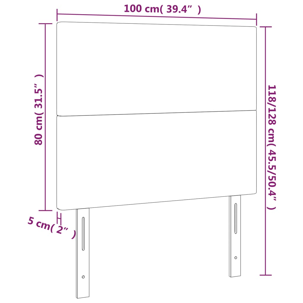 Galvūgalis su LED, juodos spalvos, 100x5x118/128cm, aksomas