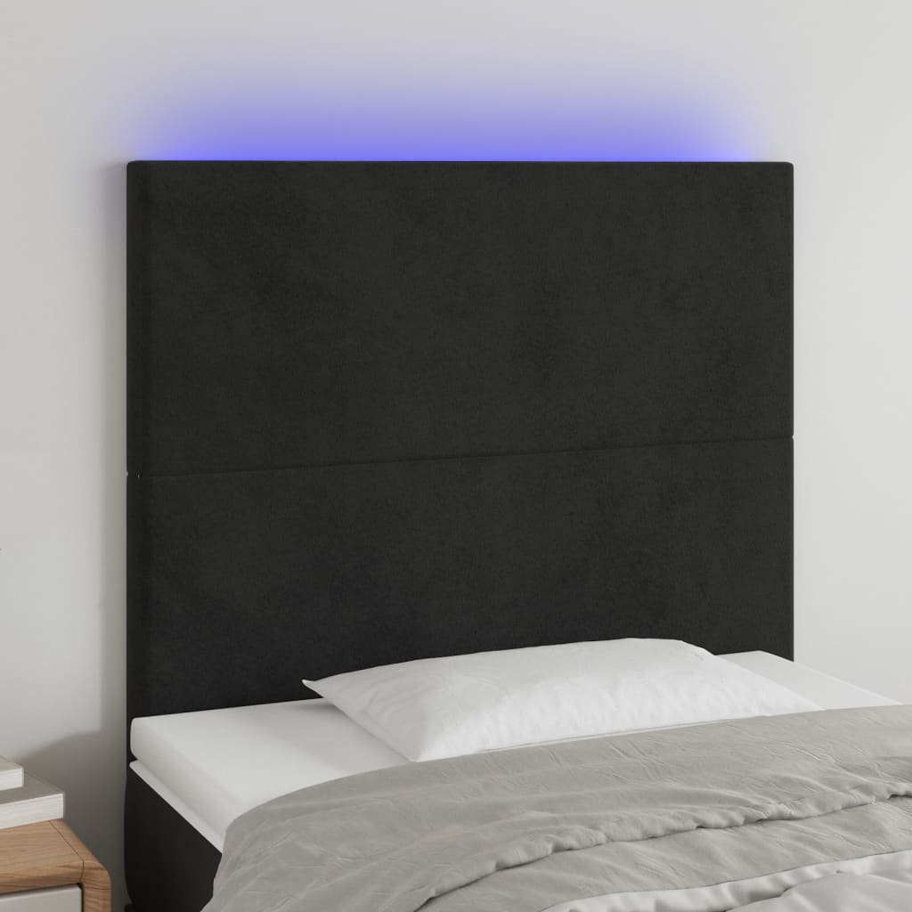 Galvūgalis su LED, juodos spalvos, 100x5x118/128cm, aksomas
