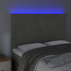 Galvūgalis su LED, šviesiai pilkas, 144x5x118/128cm, aksomas