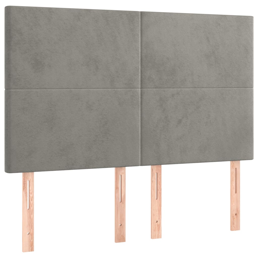 Galvūgalis su LED, šviesiai pilkas, 144x5x118/128cm, aksomas