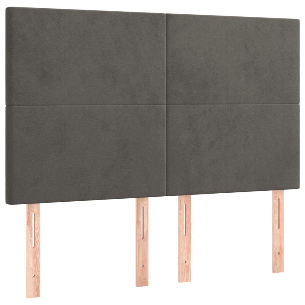 Galvūgalis su LED, tamsiai pilkas, 144x5x118/128cm, aksomas