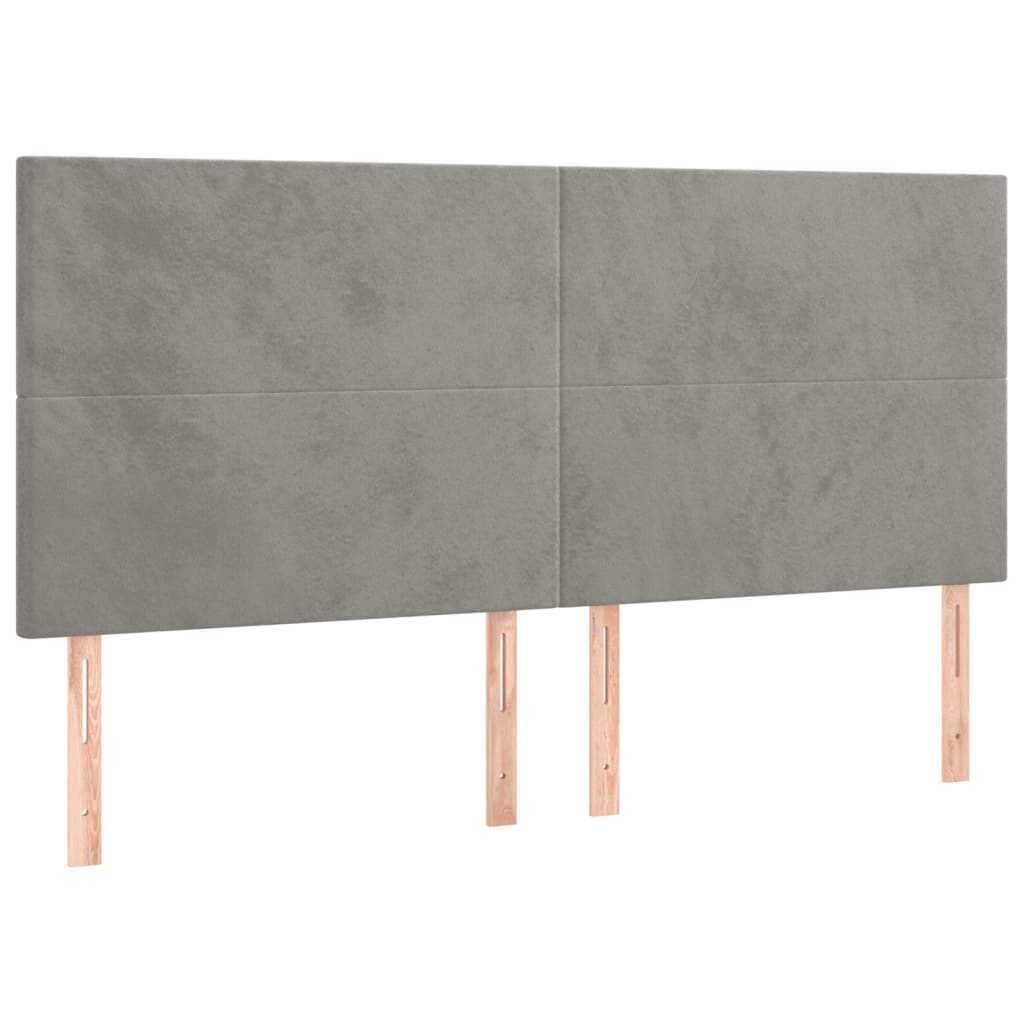 Galvūgalis su LED, šviesiai pilkas, 160x5x118/128cm, aksomas
