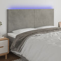 Galvūgalis su LED, šviesiai pilkas, 160x5x118/128cm, aksomas