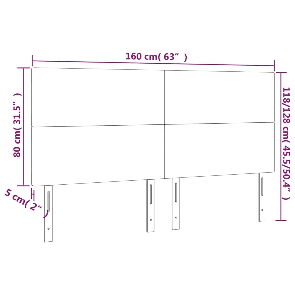 Galvūgalis su LED, juodos spalvos, 160x5x118/128cm, aksomas