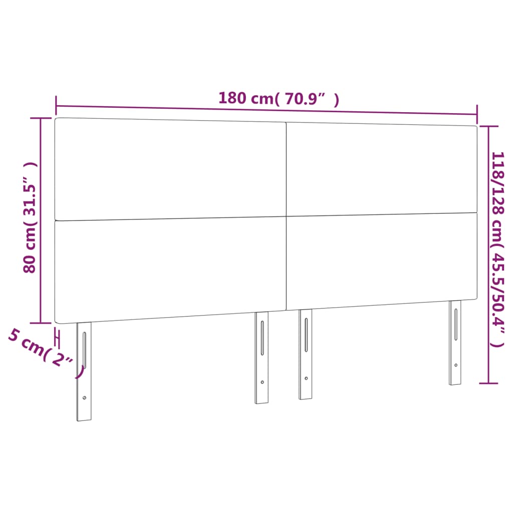 Galvūgalis su LED, tamsiai pilkas, 180x5x118/128cm, aksomas