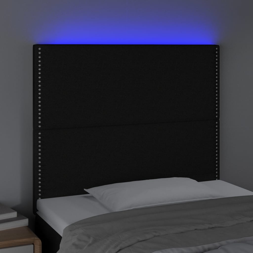 Galvūgalis su LED, juodos spalvos, 100x5x118/128cm, audinys