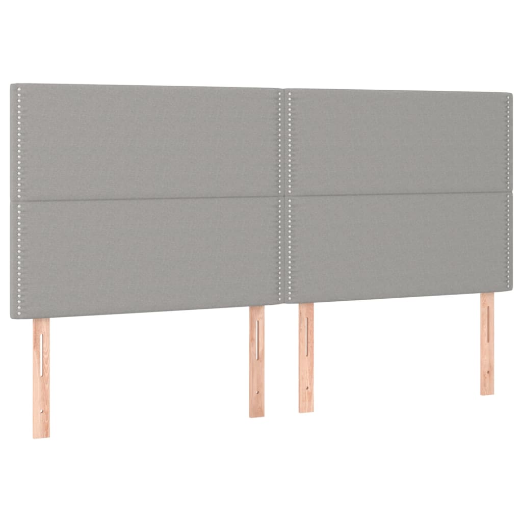 Galvūgalis su LED, šviesiai pilkas, 200x5x118/128cm, audinys