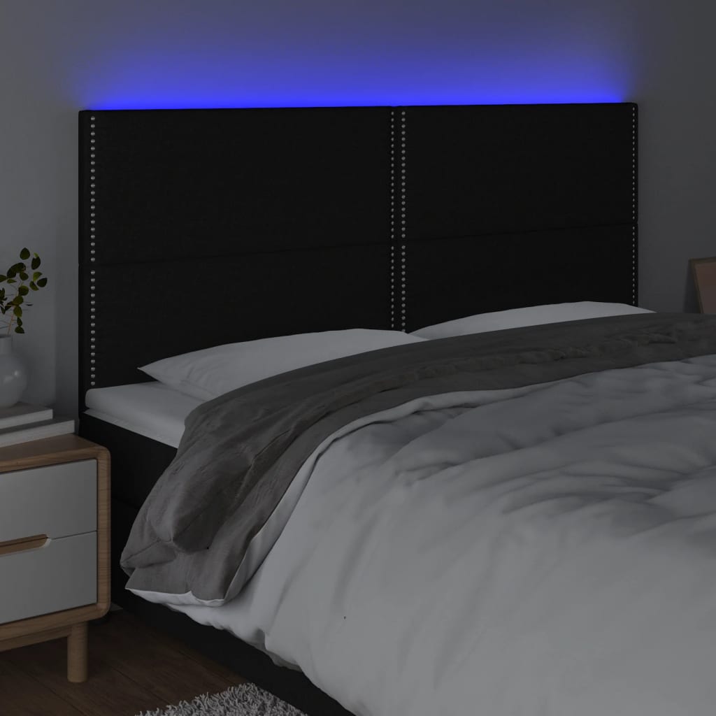 Galvūgalis su LED, juodos spalvos, 200x5x118/128cm, audinys