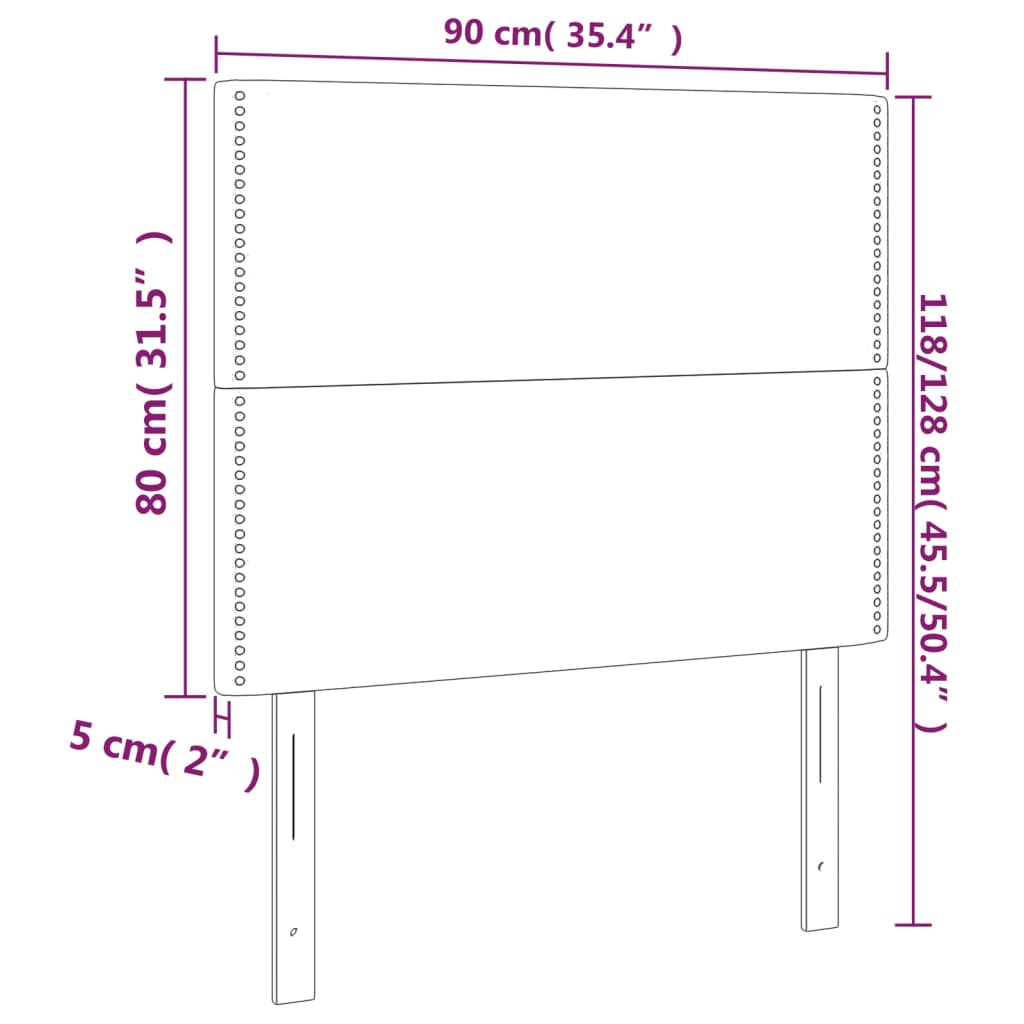 Galvūgalis su LED, tamsiai pilkas, 90x5x118/128cm, aksomas