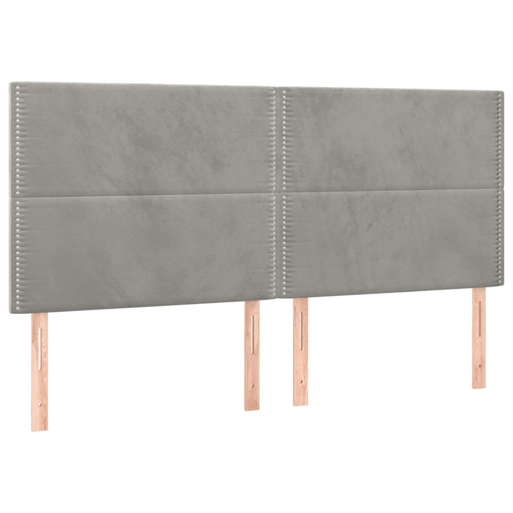 Galvūgalis su LED, šviesiai pilkas, 200x5x118/128cm, aksomas