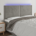 Galvūgalis su LED, šviesiai pilkas, 200x5x118/128cm, aksomas