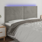 Galvūgalis su LED, šviesiai pilkas, 200x5x118/128cm, aksomas