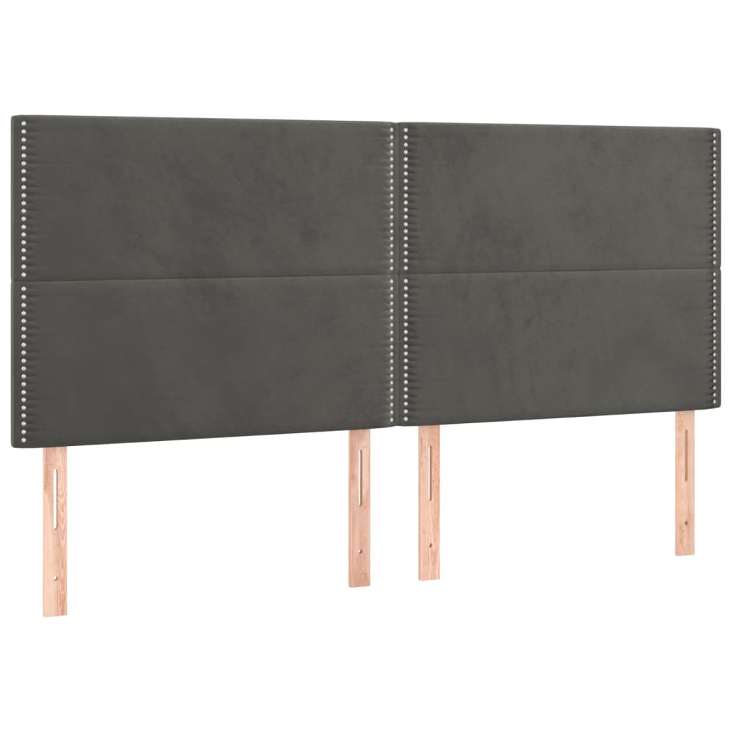 Galvūgalis su LED, tamsiai pilkas, 200x5x118/128cm, aksomas