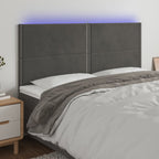 Galvūgalis su LED, tamsiai pilkas, 200x5x118/128cm, aksomas