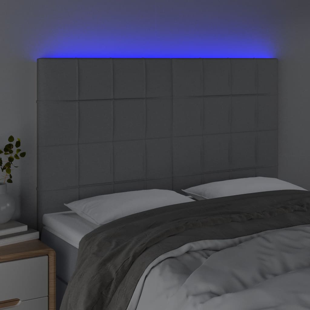 Galvūgalis su LED, šviesiai pilkas, 144x5x118/128cm, audinys