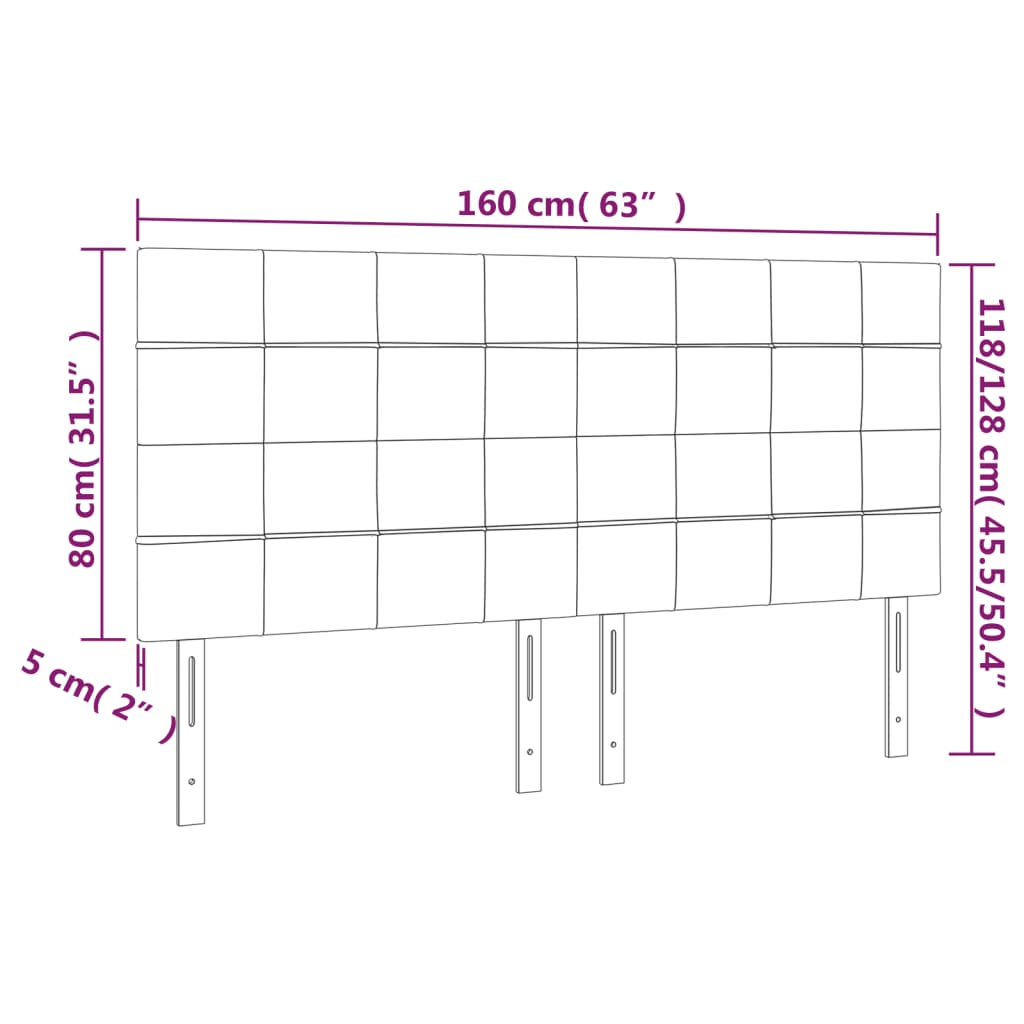 Galvūgalis su LED, šviesiai pilkas, 160x5x118/128cm, audinys