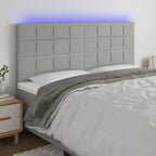 Galvūgalis su LED, šviesiai pilkas, 200x5x118/128cm, audinys