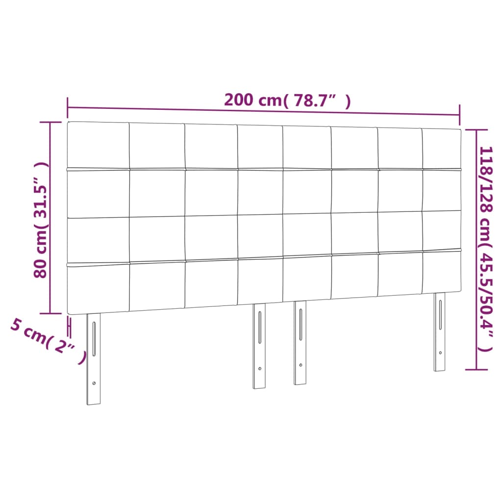 Galvūgalis su LED, taupe spalvos, 200x5x118/128cm, audinys