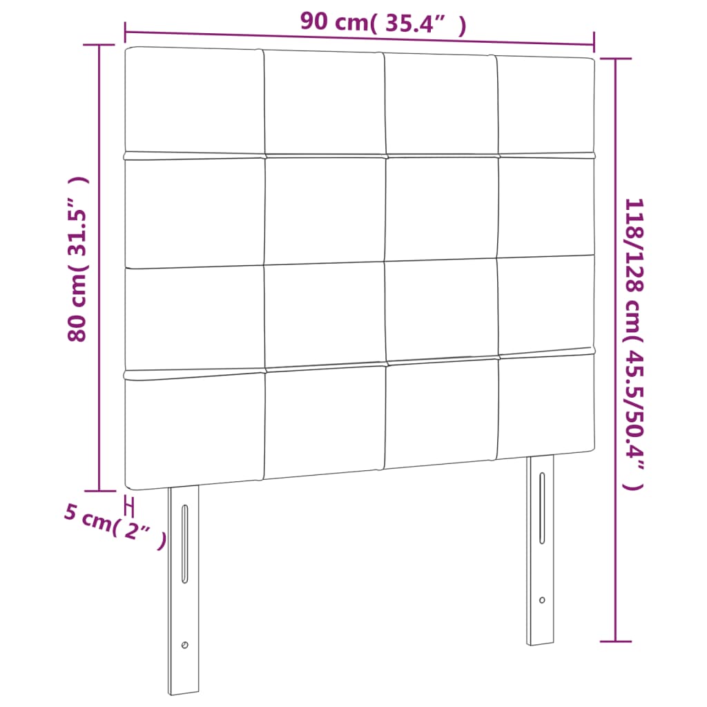 Galvūgalis su LED, juodos spalvos, 90x5x118/128cm, aksomas