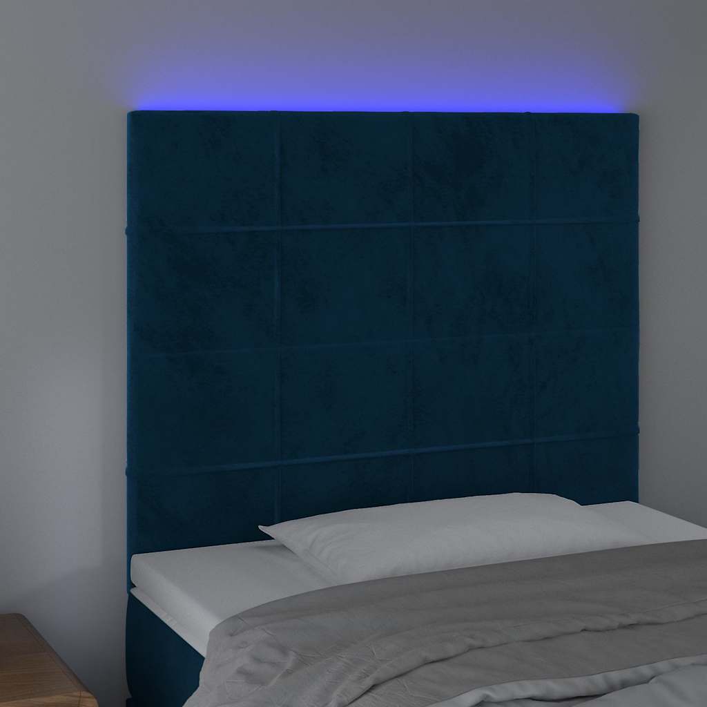 Galvūgalis su LED, tamsiai mėlynas 90x5x118/128cm, aksomas