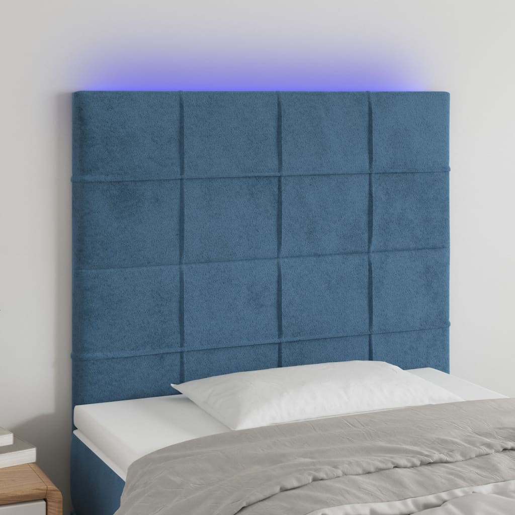Galvūgalis su LED, tamsiai mėlynas 90x5x118/128cm, aksomas