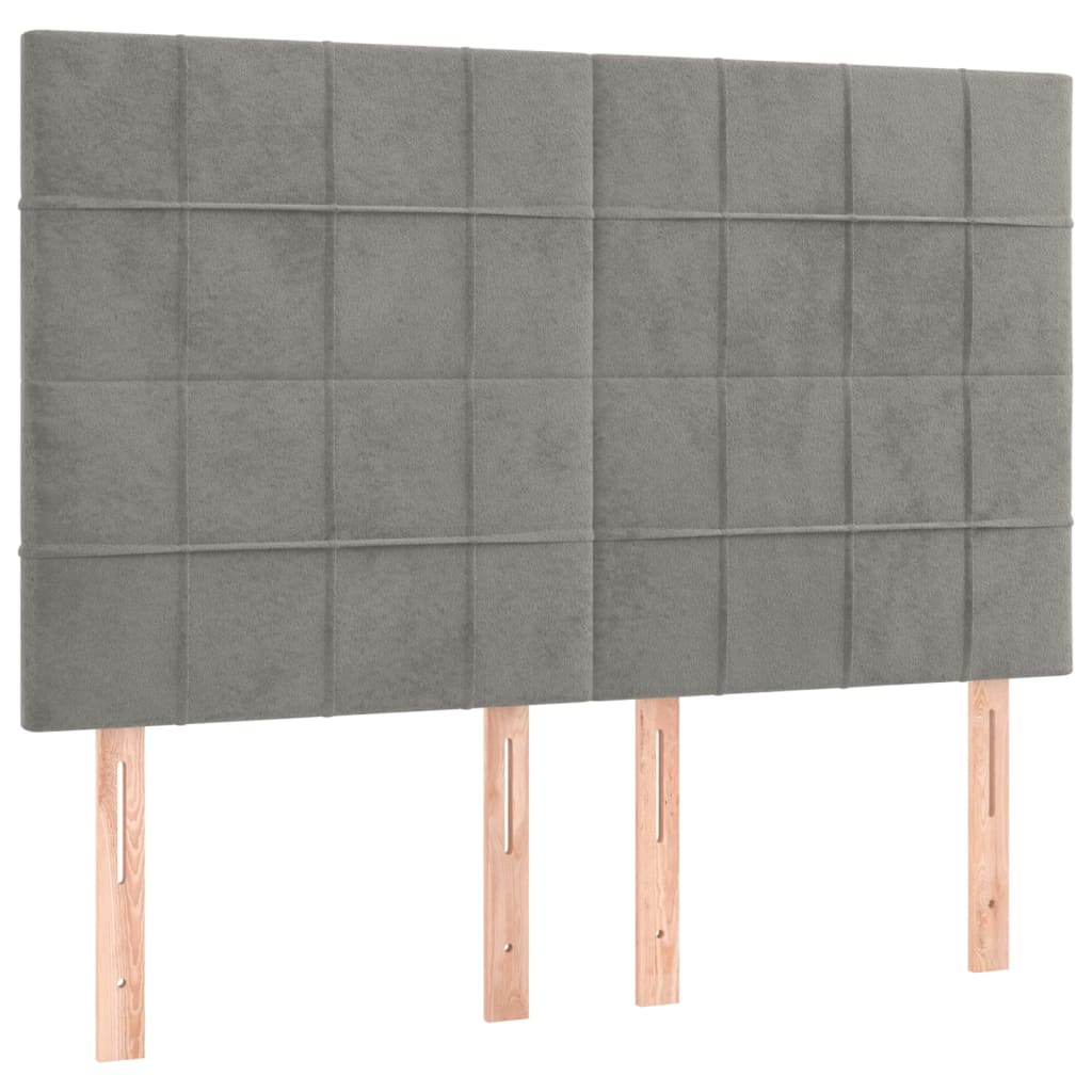 Galvūgalis su LED, šviesiai pilkas, 144x5x118/128cm, aksomas