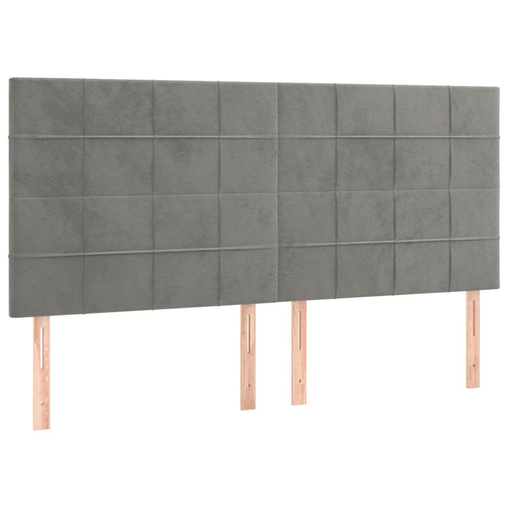 Galvūgalis su LED, šviesiai pilkas, 160x5x118/128cm, aksomas