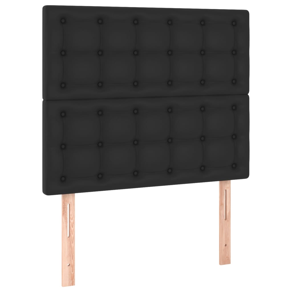 Galvūgalis su LED, juodos spalvos, 100x5x118/128cm dirbtinė oda
