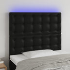 Galvūgalis su LED, juodos spalvos, 100x5x118/128cm dirbtinė oda