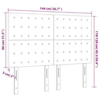 Galvūgalis su LED, juodos spalvos, 144x5x118/128cm dirbtinė oda