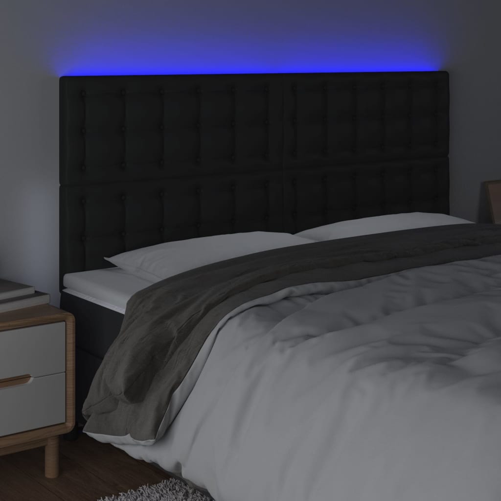 Galvūgalis su LED, juodos spalvos, 200x5x118/128 cm