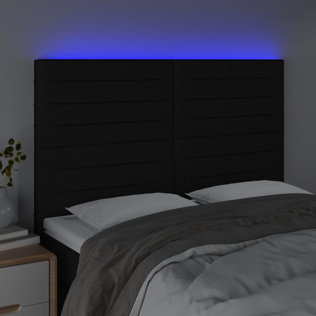 Galvūgalis su LED, juodos spalvos, 144x5x118/128cm, audinys
