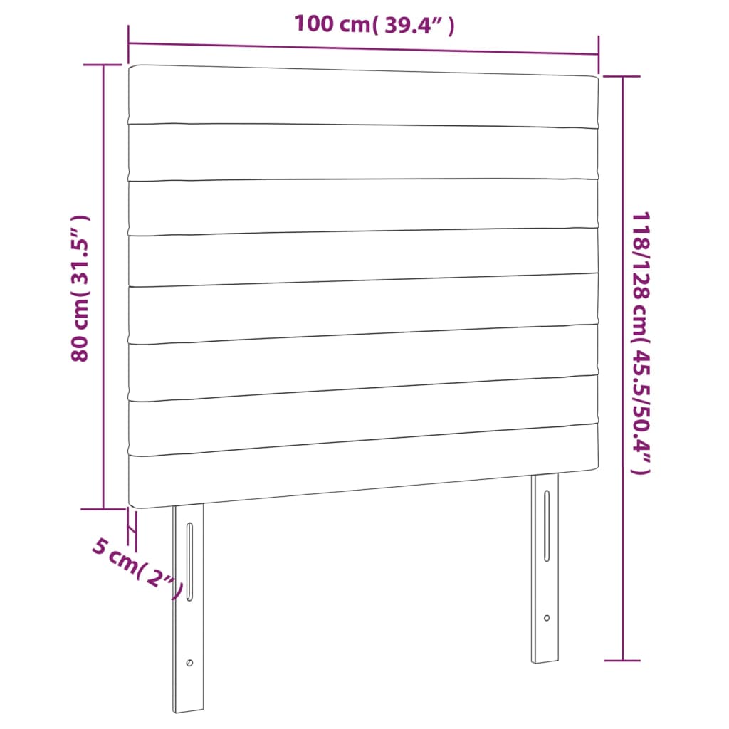Galvūgalis su LED, šviesiai pilkas, 100x5x118/128cm, aksomas