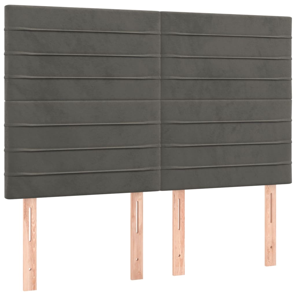 Galvūgalis su LED, tamsiai pilkas, 144x5x118/128cm, aksomas