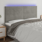 Galvūgalis su LED, šviesiai pilkas, 200x5x118/128cm, aksomas