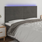 Galvūgalis su LED, tamsiai pilkas, 200x5x118/128cm, aksomas