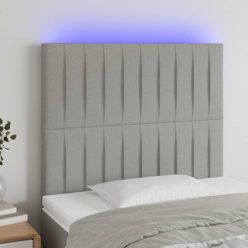Galvūgalis su LED, šviesiai pilkas, 100x5x118/128cm, audinys