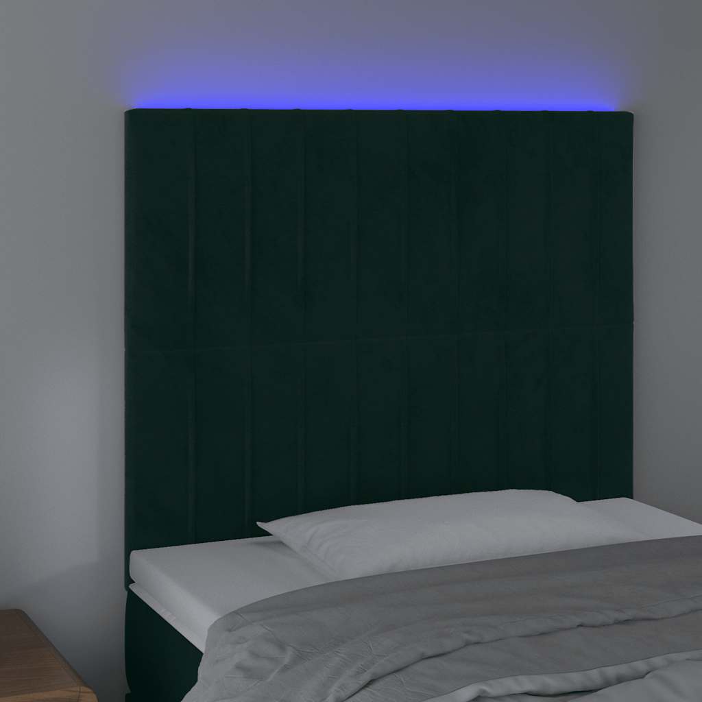 Galvūgalis su LED, tamsiai žalias, 100x5x118/128cm, aksomas