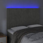 Galvūgalis su LED, šviesiai pilkas, 144x5x118/128cm, aksomas