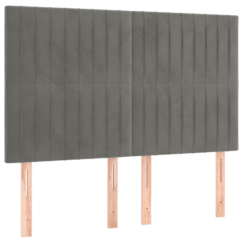 Galvūgalis su LED, šviesiai pilkas, 144x5x118/128cm, aksomas