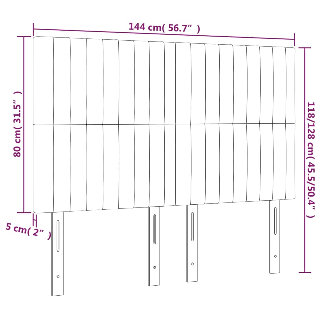Galvūgalis su LED, tamsiai pilkas, 144x5x118/128cm, aksomas