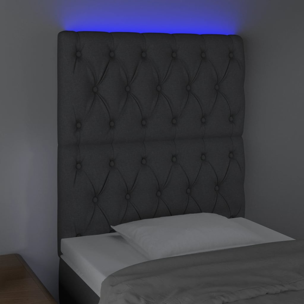 Galvūgalis su LED, tamsiai pilkas, 80x7x118/128cm, audinys