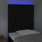 Galvūgalis su LED, juodos spalvos, 80x7x118/128cm, audinys