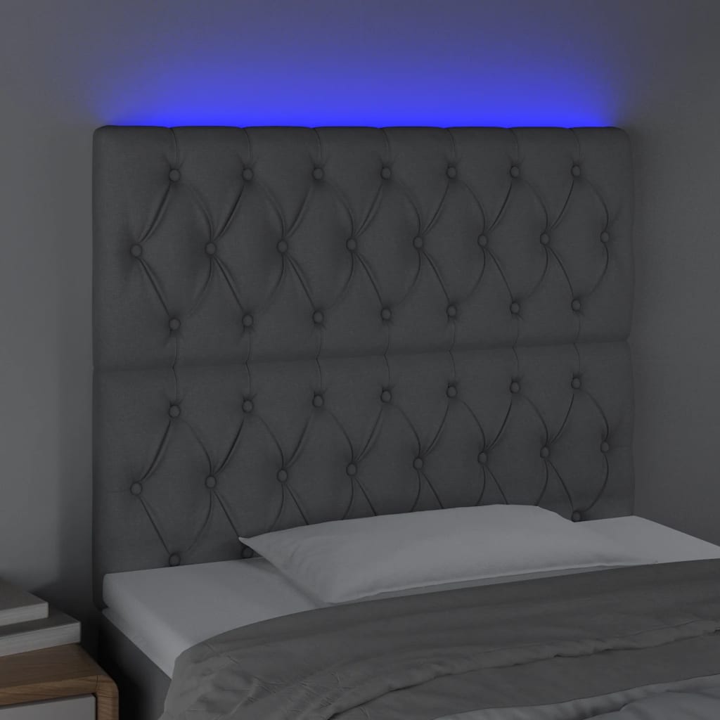 Galvūgalis su LED, šviesiai pilkas, 100x7x118/128cm, audinys
