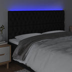 Galvūgalis su LED, juodos spalvos, 180x7x118/128cm, audinys