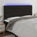 Galvūgalis su LED, juodos spalvos, 180x7x118/128cm, audinys