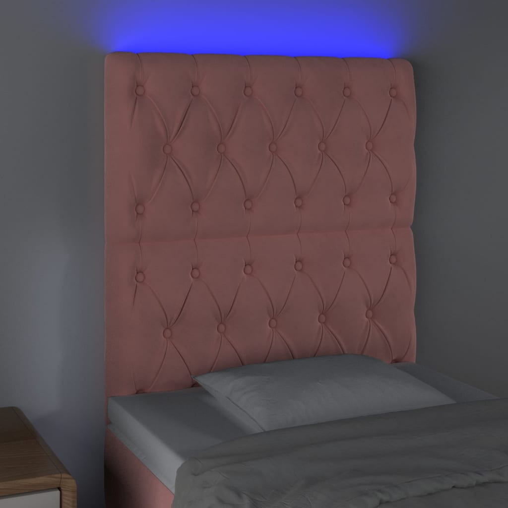 Galvūgalis su LED, rožinės spalvos, 80x7x118/128cm, aksomas
