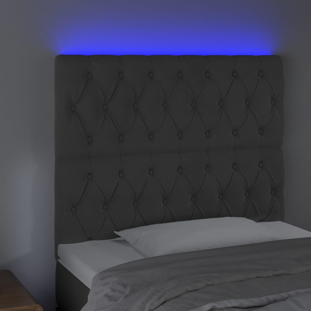 Galvūgalis su LED, tamsiai pilkas, 100x7x118/128cm, aksomas